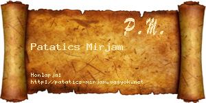 Patatics Mirjam névjegykártya